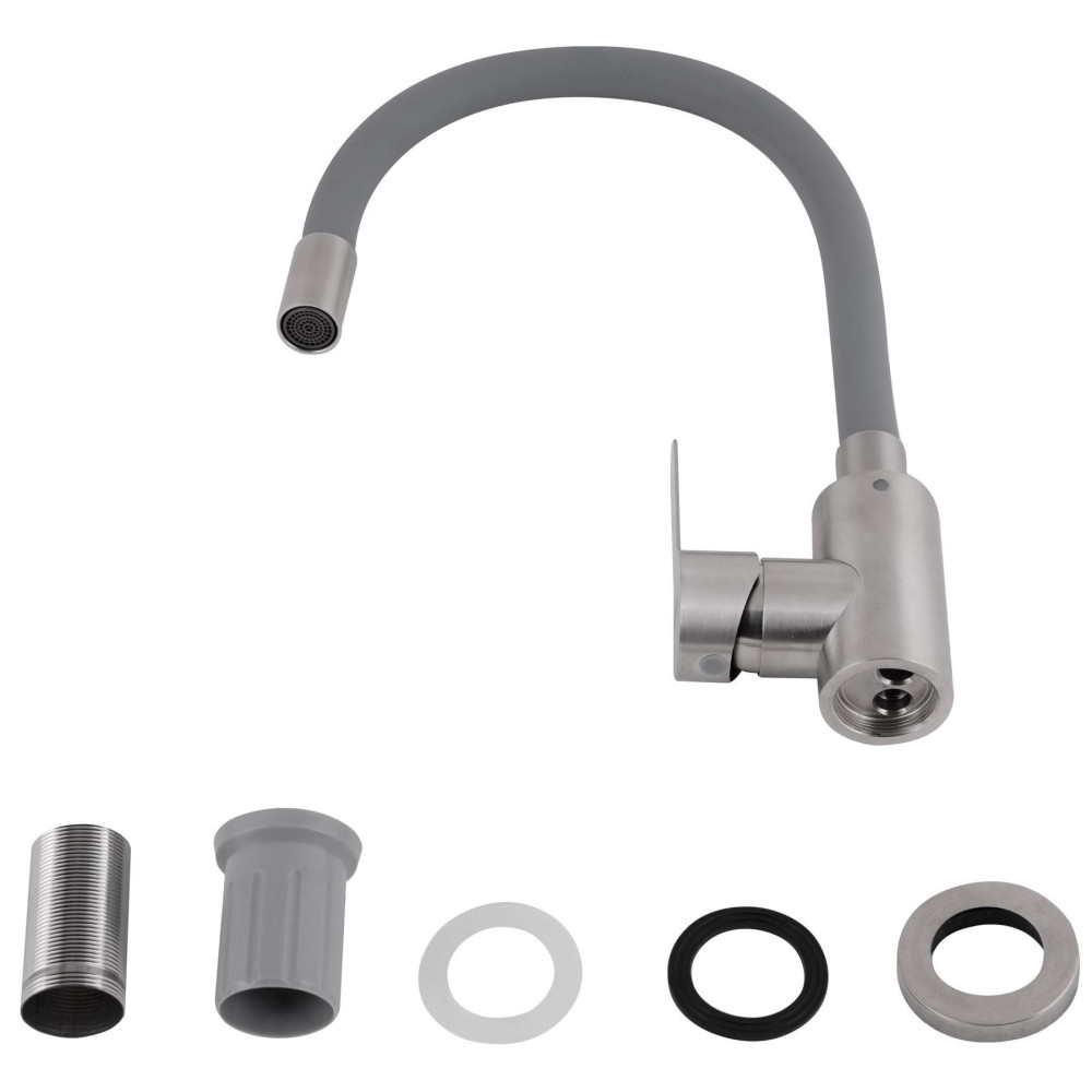 Змішувач для кухні Pure 015F3 з гнучким виливом Nickel/Grey BRIPUR015F3NKG Brinex Змішувач для кухні Pure 015F3 з гнучким виливом Nickel/Grey BRIPUR015F3NKG Brinex